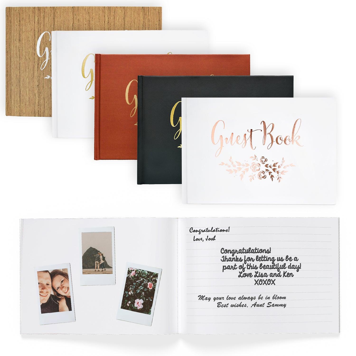 MOXOXKY Polaroid Guest Book for Wedding 9x7” – 100 Pages/50 Sheets Guest Book Blank Pages with Foil Gilded Edges, Wedding Books Keepsake with Gold