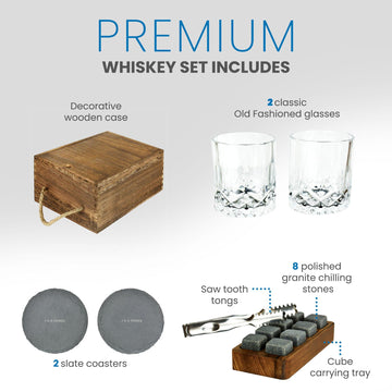 Whiskey Glass and Stones Man Box Gift Set