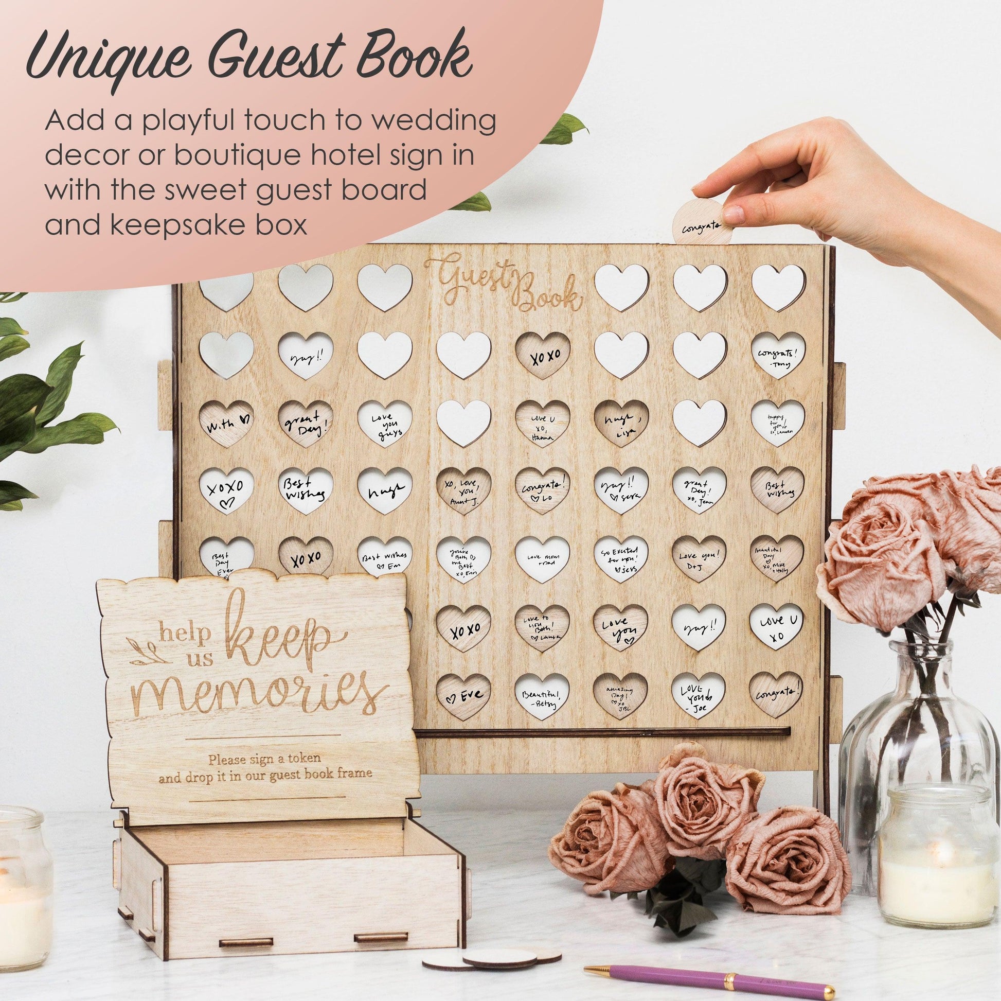 Wooden Guest Book Alternative (Connect Four 54 Slots) - JAHomesUS