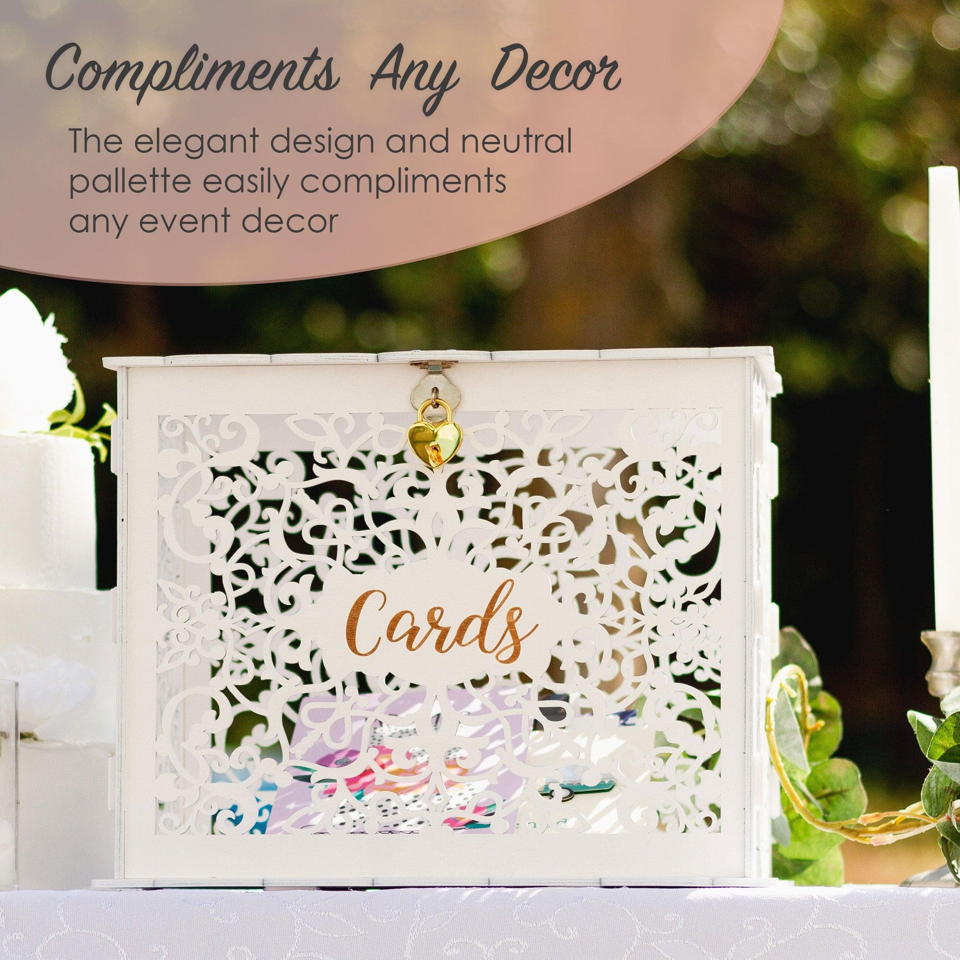Wedding Card Box Elegant With Lock and Slot, Money Gifts Box