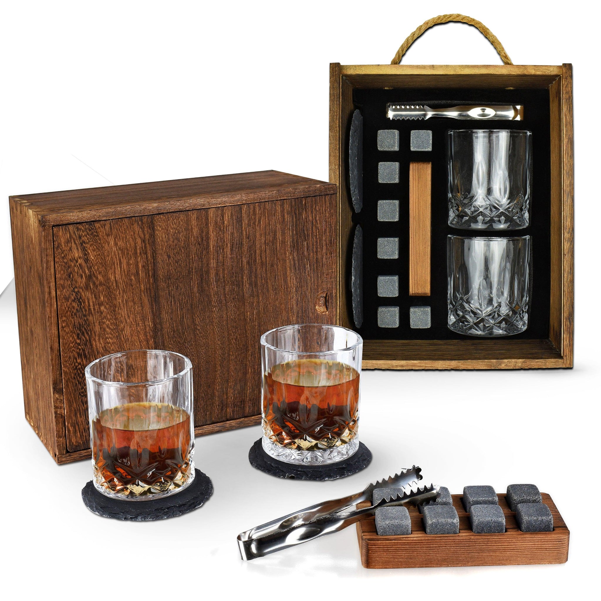 Whiskey Glass and Stones Man Box Gift Set - JAHomesUS