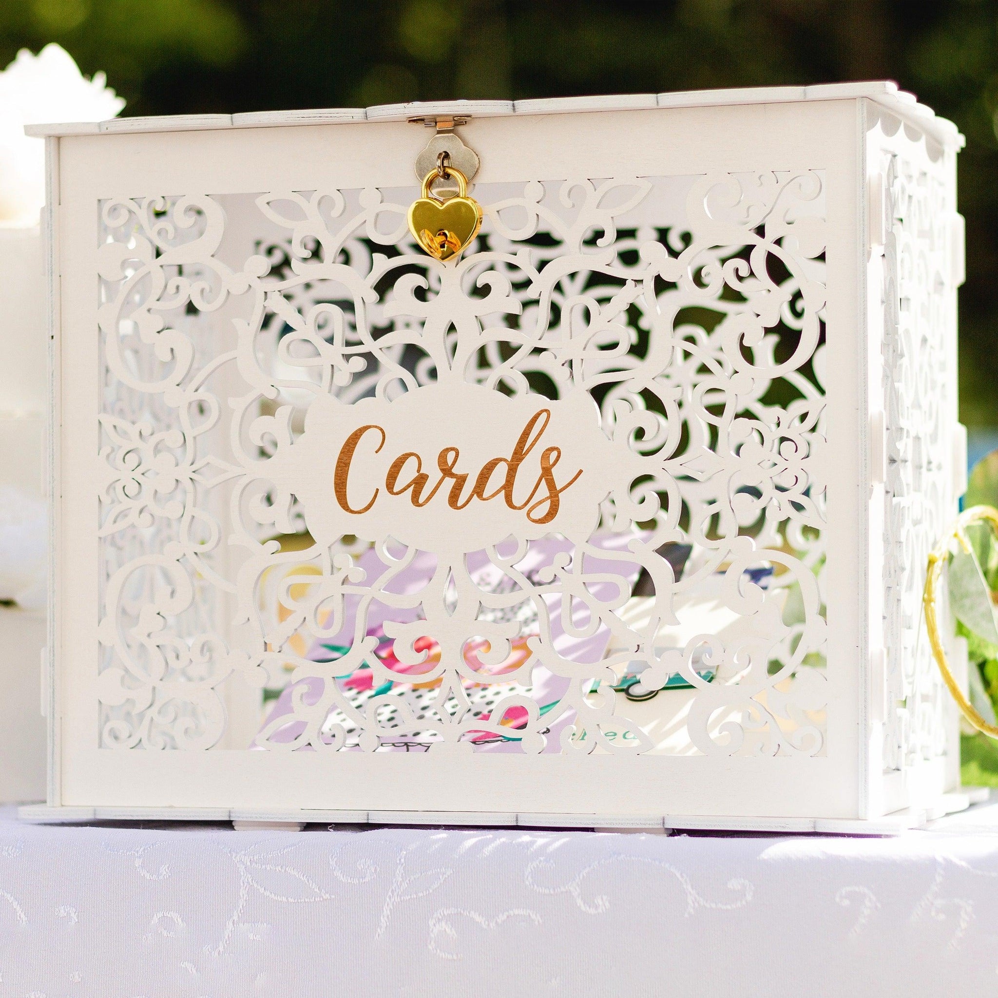 Wooden Rustic Wedding Gift Card & Money Box With Lock