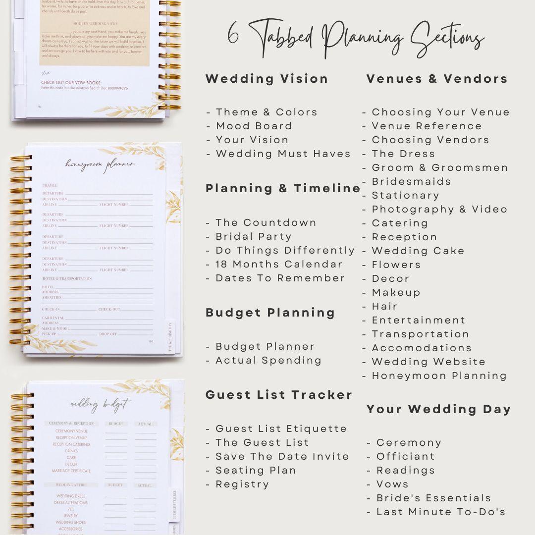  Comprehensive Wedding Planner Book and Organizer for the Bride  - Wedding Planning Book, Engagement Gifts for Women, Bride To Be Gifts,  Wedding Planner for Bride, Wedding Notebook (Blossom) : Office Products