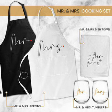Mr Mrs Couples Cooking Apron Gift Set - JAHomesUS